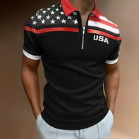 B91XZ košulje za muškarce odlaže se na ovratnik američka zastava zastava patriotske košulje Slim Fit