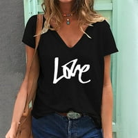 Ženska ležerna modna ljetna V-izrez tiskana majica s kratkim rukavima