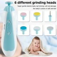 Niyofa Baby trimer za nokte sa glavom za mljevenje za nokte sa LED lampicom Električni komplet za nokte šapućući miran obrazac za poliranje za poliranje za novorođenčad