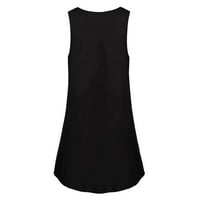 Tking Fashion Womens Ljetna casual haljina bez rukava bez rukava bez ramena s ramenom V izrez rezervoarske vrhove crna 6xl