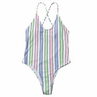 EFSTEB Womens kupaće kostimi jednokobojsko klirence Stripe Print Tummy Control Jedan kupaći kostim Slim