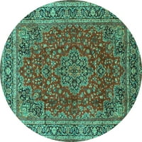 Ahgly Company u zatvorenom okruglom medaljonima tirkizne plave tradicionalne prostirke, 7 'krug