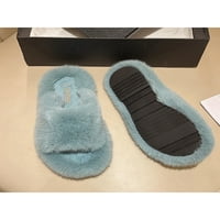 Zodanni dame lagane ravne krznene cipele spavaća soba neslip Fuzzy papuče otporne na papuče otporne na habanje plipke plave 5,5