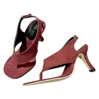 Sanviglor Womento Stiletto cipele za gležnjače Haljina sandala Slingback Visoko peta Sandale Radne nevežne elegantne pete Vino crveno 7