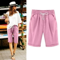 LisingTool ženske hlače Žene Ljetne pamučne hlače plus veličina kratkih hlača na plaži na plaži Džep