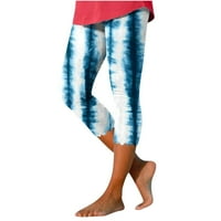 Ljetni kapris za žene Trendi Leopard Boja bloka tiska Visoki struk rastezljive mršave joge pantalone za noge obrezane plaže hlače za odmor multicolor s