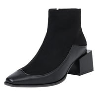 DMQupv kožne čizme za žene s niskim potporom za potporu cipela za rublice Kružne čizme kratke modne modne čizme za ženske cipele cipele crna 7.5