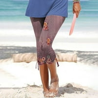 Amtdh Ženske trendi mršave hlače Clean Clossint Out GooGa Yoga Elastična struka Plaža Capris sa podesivim