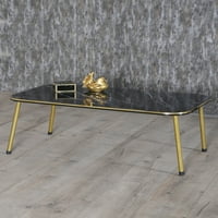 Crni mramorni print stolicom za kavu sa zlatnim metalnim nogama, Fau Mramorna kavana stola sa zlatnim