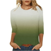 Ganfancp Dužina rukava plus veličine za žene Modna tiskana majica Mid Duljina bluza Okrugli vrat Casual