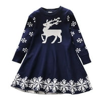 Koaiezne dječje djevojke Djeca zimska božićna dugačka jelena snježne pahulje džemper haljina princeza