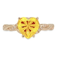 2. CT Sjajno srce Clear Simulirani dijamant 18k žuti zlatni pasijans sa Accentima prsten sz 9.5