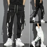 Muškarci teretni hlače casual panther džepni ulični odjeci za hip hop harem hlače crna m