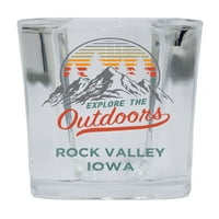 Rock Valley Iowa Istražite otvoreni suvenir Square Square Base alkohol Shot Staklo 4-pakovanje