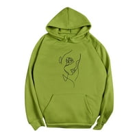 Žene Y2K Zip up hoodie - Fall Pulover modni print duge rukave sa dugim rukavima zeleni duksevi s