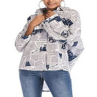 Haite Wone Plaid pismo casual dugih rukava bluza za blubuse Lady Rever izrez Loop top majice Pleteni