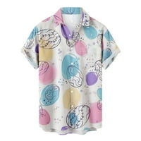 Uskršnja havajska majica za muškarce Grafički gumb dolje kratki rukav Bunny Gnomes Uskršnja jaja Štampanje sa džepovima Turned Lapel Havajska plaža Ležerne prilike Ležerstvo Slatki proljetni trendi pulover bijeli m