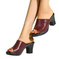 Wozhidaose Ženske sandale pete za žene riblja papuče usta kline sandale srednje pete Flip-flop papuče