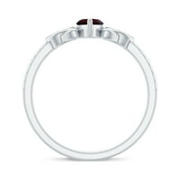 Marquise Oblik Garnet Solitaire Prsten sa Diamond - Keltski čvor, sterling srebrna, SAD 12,00