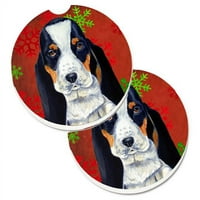 Basset Hound Crvene i zelene snježne pahulje Holiday Božićni set nosača kupa