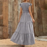 Leesechin Womens Plus Veličina haljina za čišćenje dame proljeće i ljetni odmor za odmor V-izrez visoko