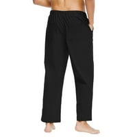 Muške pamučne platnene hlače za plažu na crtež elastični struk casual jogger joga hlače ispisane labave lagane udobne salone hlače