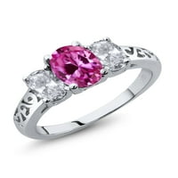 Gem Stone King Sterling Silver Pink kreirao je safir i bijeli Topaz filigranski stil kamenog prstena
