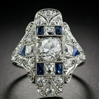 Suokom prstenovi za žene, pretjerane svjetlo luksuzne dame Topaz Sapphire prsten uzorak šuplji prsten