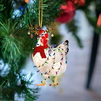 Njspdjh božićni piletinski akrilni ukrasi Božićne ukrase sa božićnim šalcem Pileći božićni ukrasi Privjesak