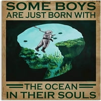 Ronilački tinejdžer Poster Metalni limenki znak, neki su dječaci rođeni s morem u svojoj duši, šik retro