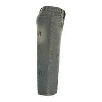 Eyicmarn ženske proljeće ljetne casual traper hlače retro slovo tiska široke traperice za noge sa džepovima
