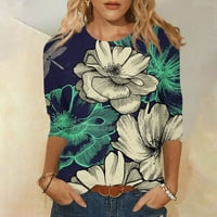 Apepal ženska tiskana posada majica za bluze za bluzu za bluze Ležerne prilike nagnutim modnim vrhovima