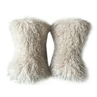 Zodanni Žene Fuzzy sniježne čizme Ravna srednja teletska čizme krznene zimske tople cipele unutarnje
