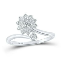 Ženska solidna 10kt bijela zlatna okrugla Diamond Clower Clother prsten CTTW Veličina zvona 7