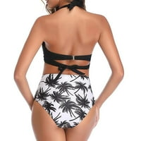 Tankini kupanje za žene Bikini visokog struka retro Halter Havajski cvijet print plaža uz plažu modni