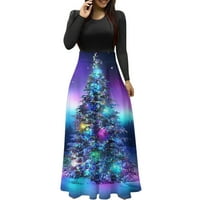 Modna haljina za žene božićne ideje stablo tiskane haljine modna prevelika duga haljina za žene plaža