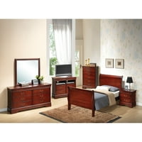 Passion Furniture PF-G3100A-TB Louis Philippe Sleev krevet sa uzglavljem i nožnim pločama, trešnja -