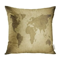 Drevna karta svjetski rustikalni apstraktni jastuk jastuka jastuka