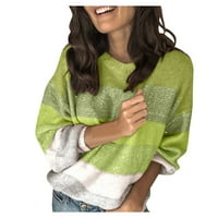 Ženski novi blok boja prugasti o vrat za dugi rukav plemen skakač vrpce pulover džemper