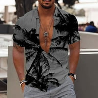 Aueoeo Muške modne majice Casual tipke Havajska majica Ispis Ispis Shortdown Shirts Bluza s kratkim