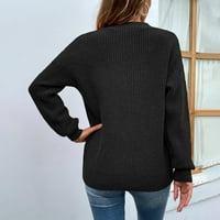 Cardigan džemperi za žene Ženske modne casual dugih rukava Pletenje čvrste džemper s crnim