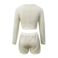 Žene bez rukava Split set casual kratke hlače Ležerne prilike Sportska odjeća Bijela XL