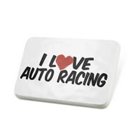 Porcelein PIN I Love Auto Racing Lapel značka - Neonblond