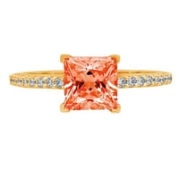1.66ct princeza rez crveni simulirani dijamant 18k žuto zlato ugraviranje izjava bridalna godišnjica angažman vjenčani prsten veličine 10.25