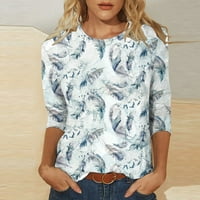 Unleife rukavi majice za žene modna tiskana labava majica Ženska tri četvrtina rukava za bluze okrugli