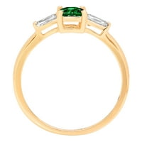 0. CT Sjajni smaragdni rez prozirni simulirani dijamant 18k žuto zlato Trobotan prsten sz 9,75