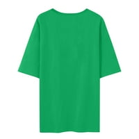 Ženski bluze Ženski ul Patrickov dan Print okrugli vrat Majica kratkih rukava Par majica Tamno zeleni
