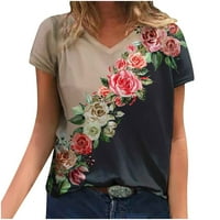 Flora Štampanje Ženske majice V-izrez Na vrhu Ležerne prilike Ležerne trendy Dression Comfy košulja
