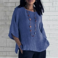 Ketyyh-Chn T majice za žene plus veličine posteljina vrhova Ljeto Basic Tunic Top Casual Tee Blue, 5xl