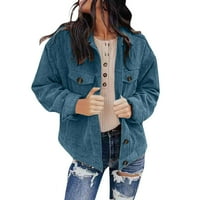 SNGXGN Ženski kaput džepovi Quilted Puffer jakna koja je obložena duga jakna Ženska jakna, svijetloplava,